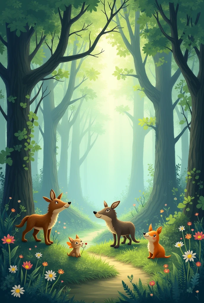 gray forest image for children's story tale