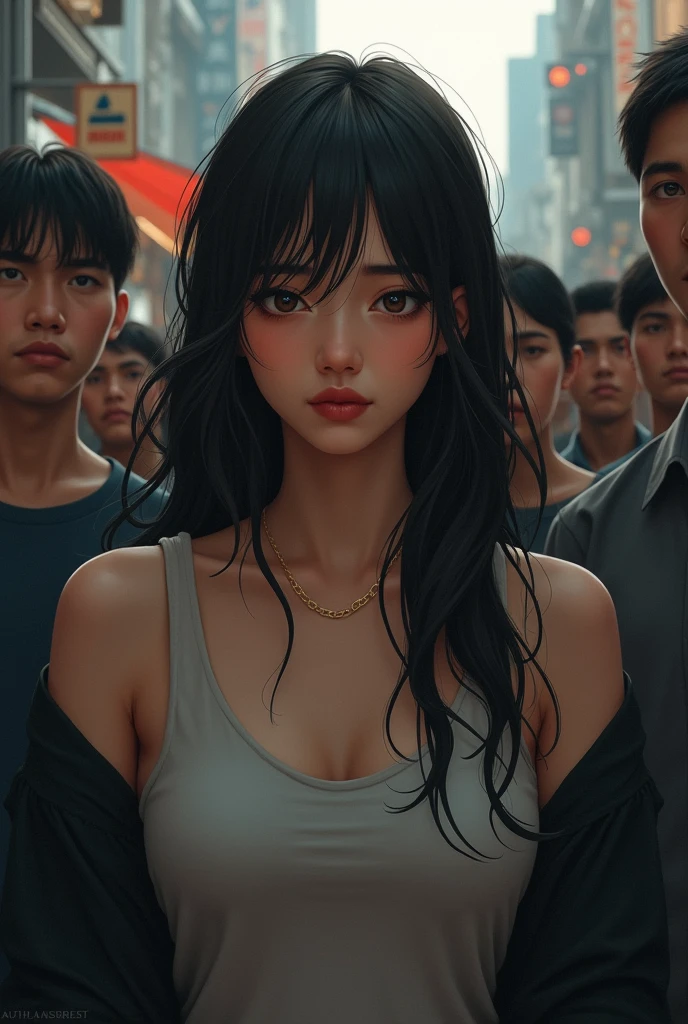 An image of a young woman being discriminated against for being a foreigner 