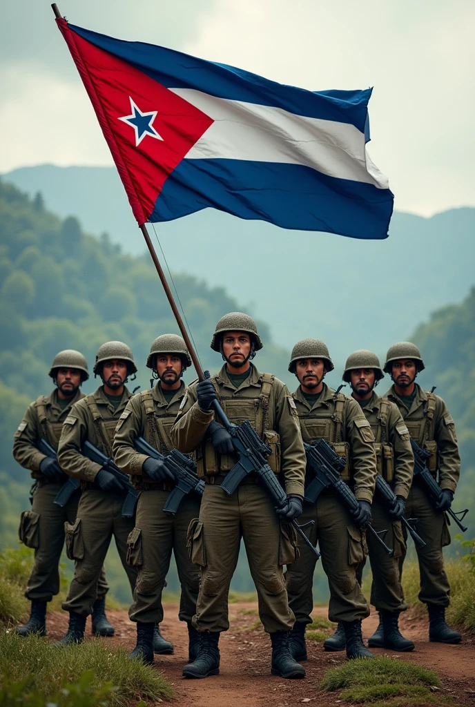 Soldiers with the Honduran flag