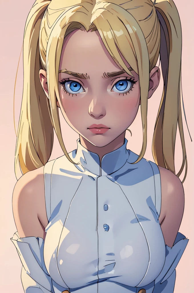 (Cinematic Photo: 1.3) off (Real: 1.3), (comfortable: 1.3) beautiful young girl, (pigtails blonde hair, sslim shoulders, realisti texture, looks directly into the camera, (looks at the viewer), dramatic, dreamy,, thin, sslim, soft,, digital drawing,,sslim , beautiful teenage girl, perfect body, highly detailed full-length shot, dreamy,1girl, Simple background, Large breasts, Shy, innocent Breasts, Blue eyes, Wide Eyes,, innocent niave curiousLong Hair, Blonde Hair, cute outfit