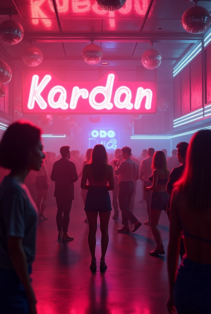 Image of a disco club and some letters outside that say Kardan 