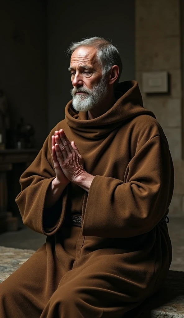 Create a beautiful and ultra realistic image of Saint Benedict and write on the image the title Prayer of Saint Benedict. Write the word São Bento at the top of the featured image.