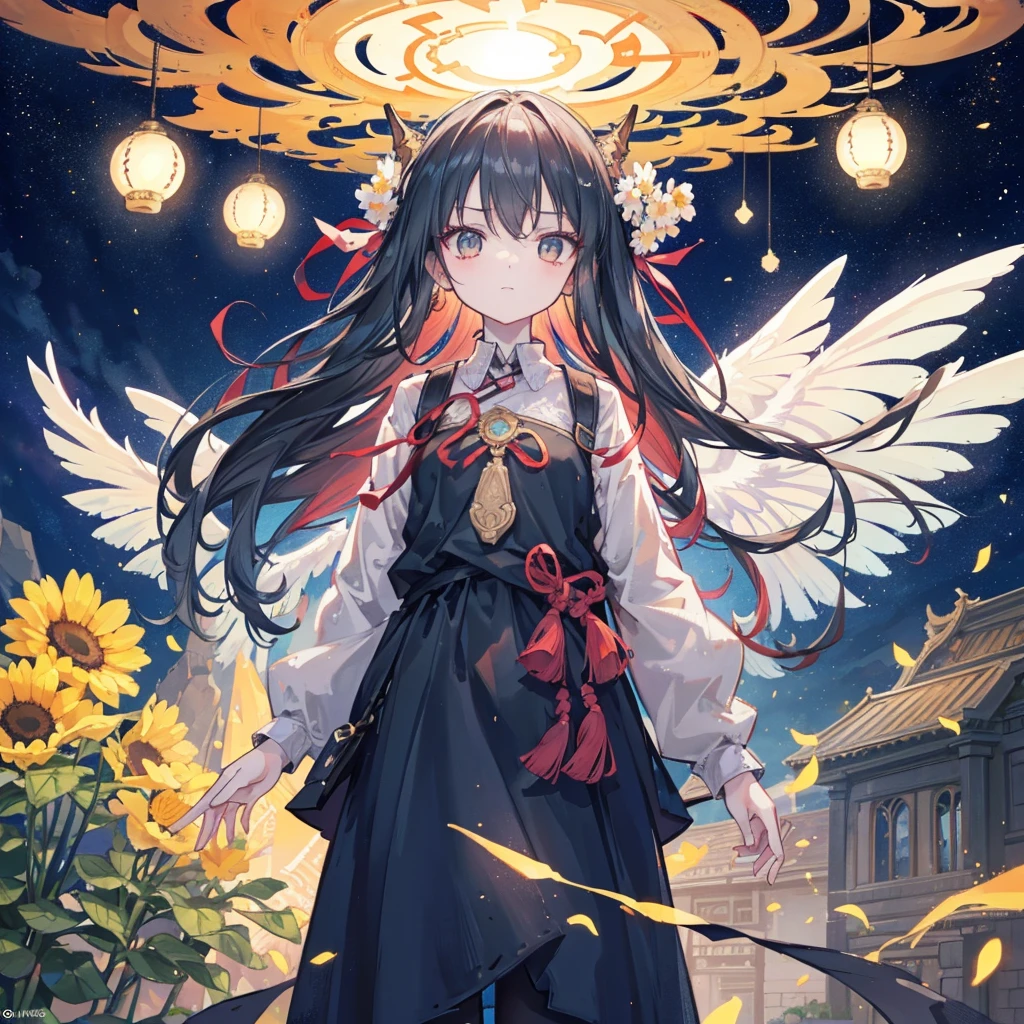 (ink, Astonishing: 1.3, Unity 8k wallpaper, Practical, detailed: 1.2, masterpiece, illustration), [((1 girl), superior_Body, Dynamic Angle, world masterpiece theater: 1.2, best quality, restraint, beautiful, Ghost Dance Sweater, Long hair flying, Soft shine: 0.8, Chrysanthemum double petal), :( Movie Lighting: 1.3, only_Flare: 1.2, Dunhuang Elements)]