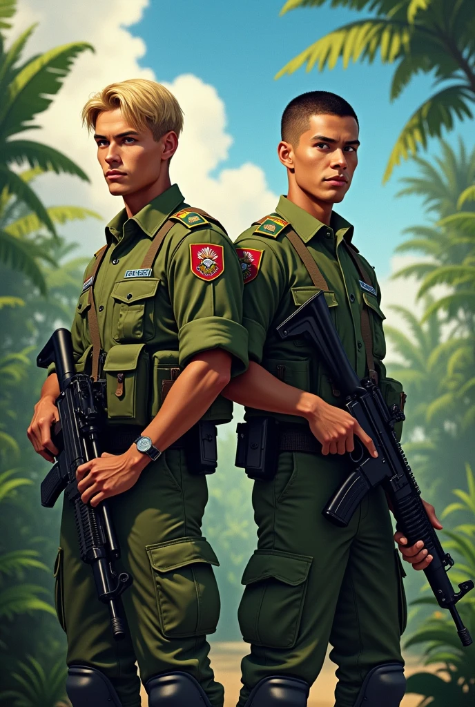 Two Brazilian soldiers, one of them blond