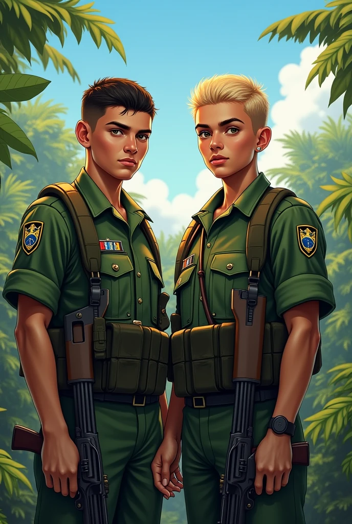 Two Brazilian soldiers, one of them blond