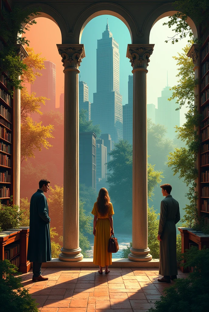Create an image with the title: The three stories