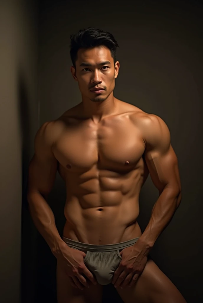 Hot man asian use underwear show his dick