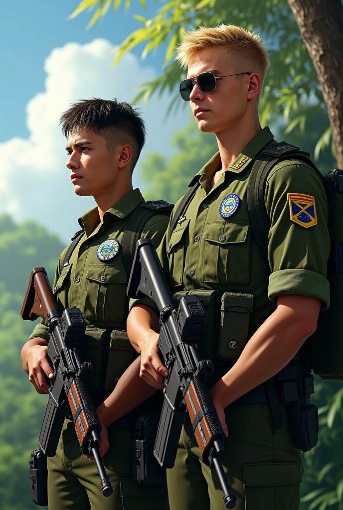 Two Brazilian soldiers, one of them blond 