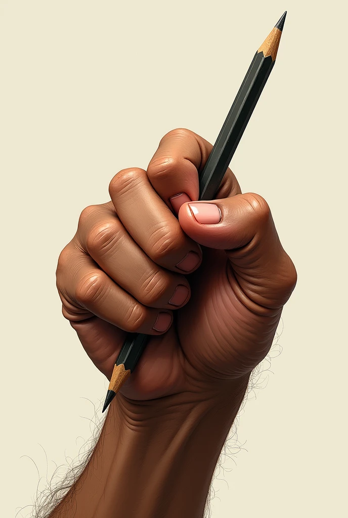 Hand holding pencil in fist shape in 2d
