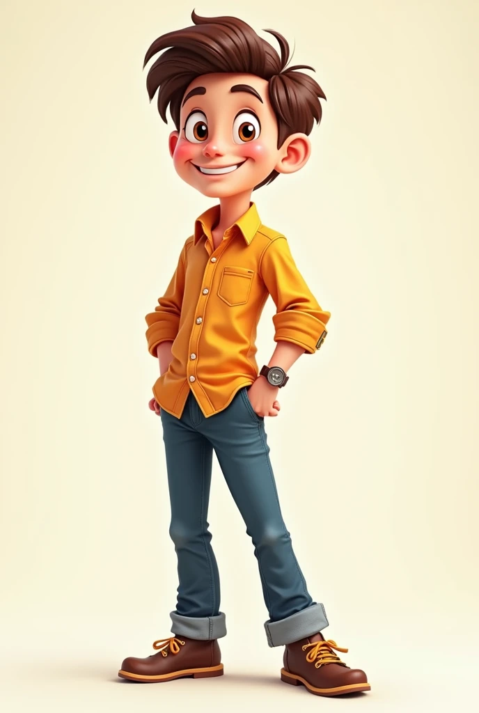 Young man cartoon style ,full body quality