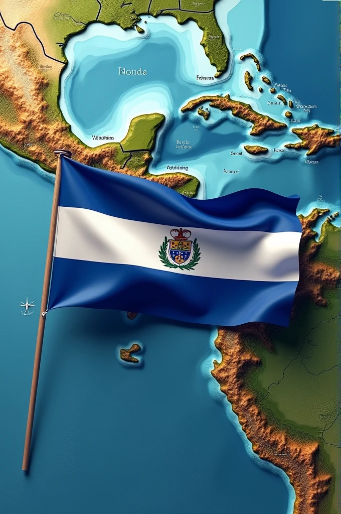 Honduras flag and map in one image