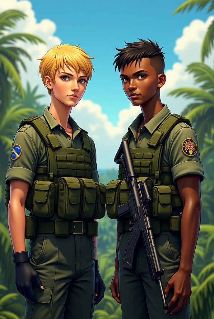 Two Brazilian soldiers, one of them blond 