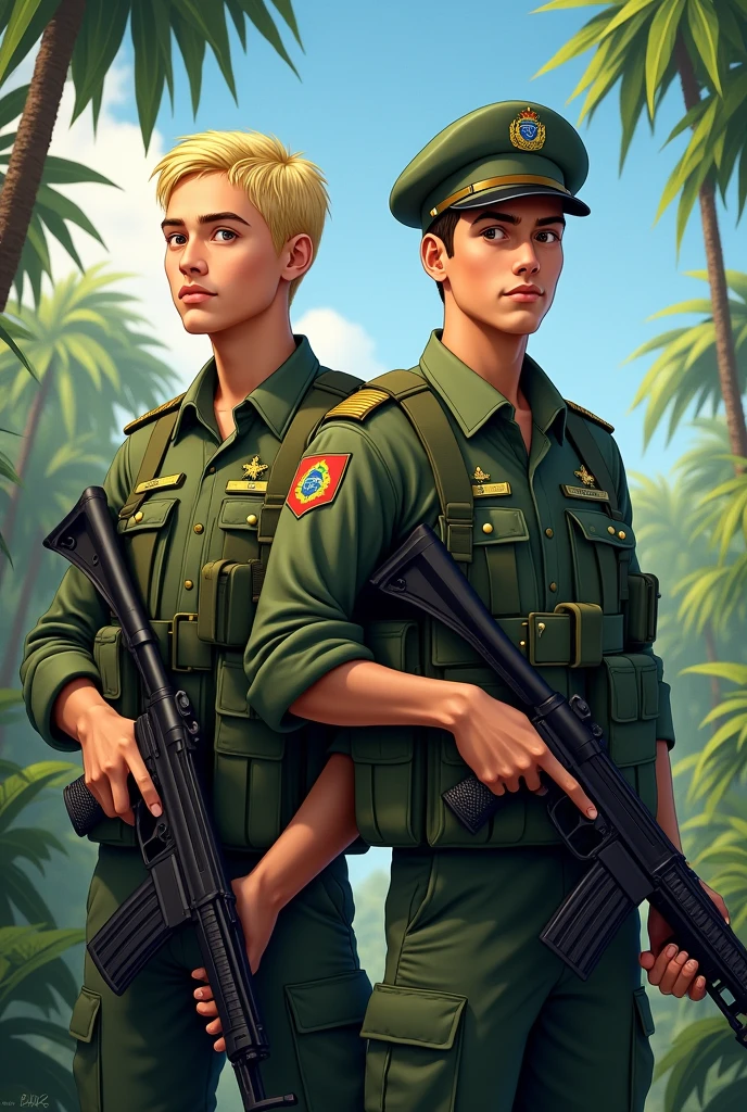 Two Brazilian soldiers, one of them blond 