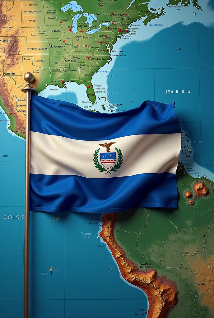 Honduras flag and map in one image