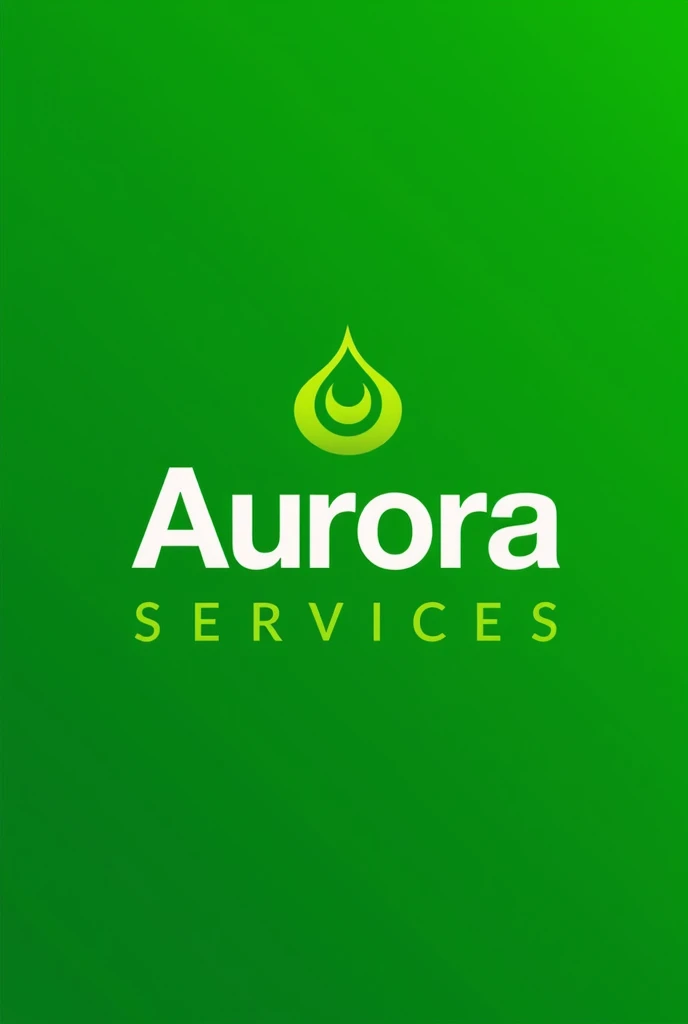 Logo of a company offering services with the name Aurora Services and a green background