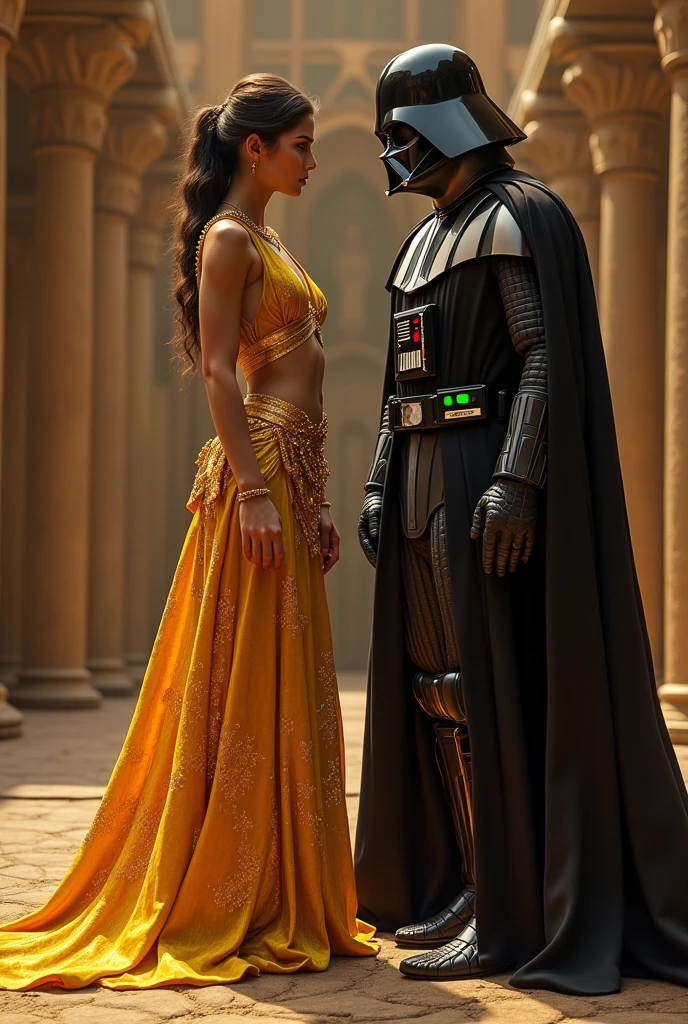 Slave Leia costume, gold, вейдер на коленях