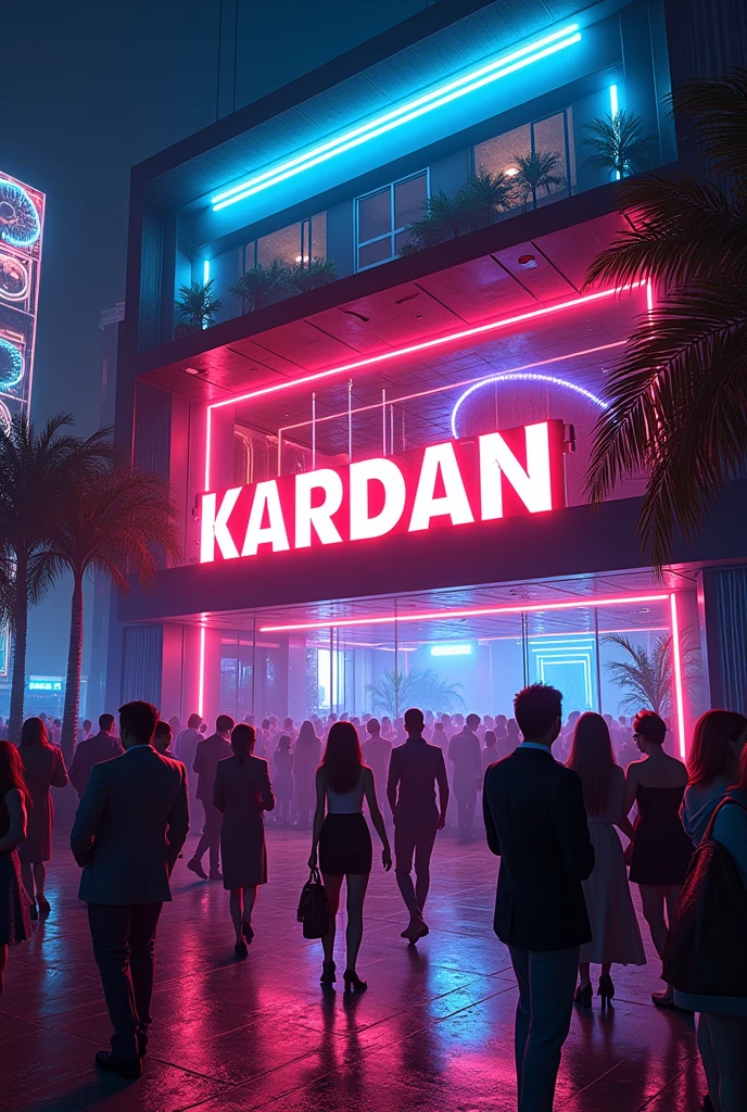 Image of a nightclub and some letters outside that say Kardan 