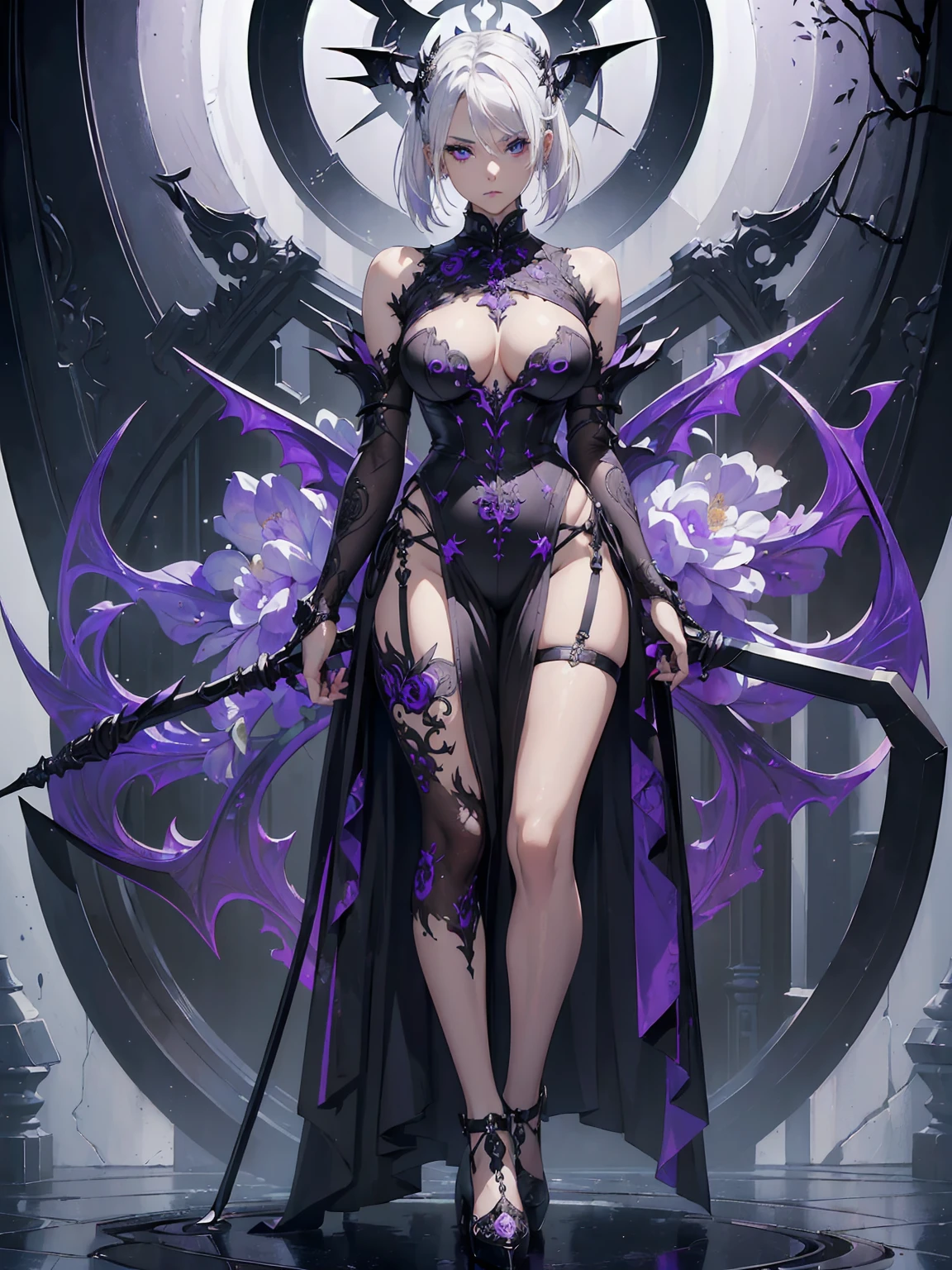 Full body glowing purple magic tattoo