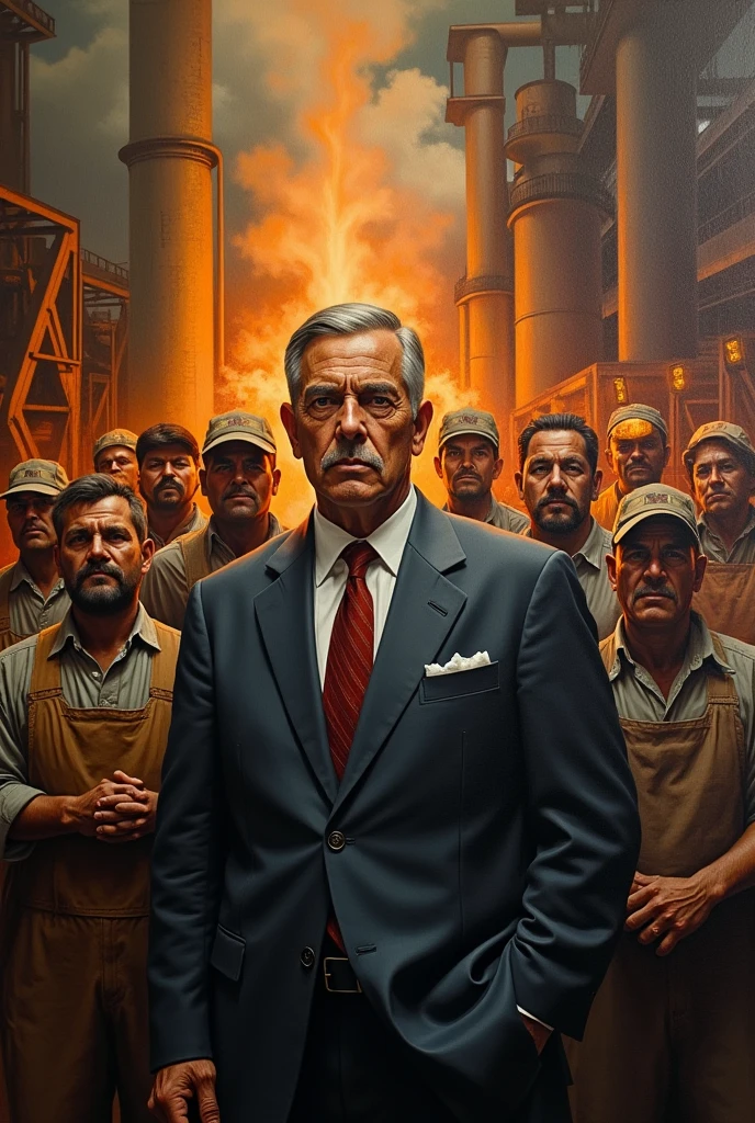 Don Carlos Antonio Lopez, President of Paraguay, with steel workers