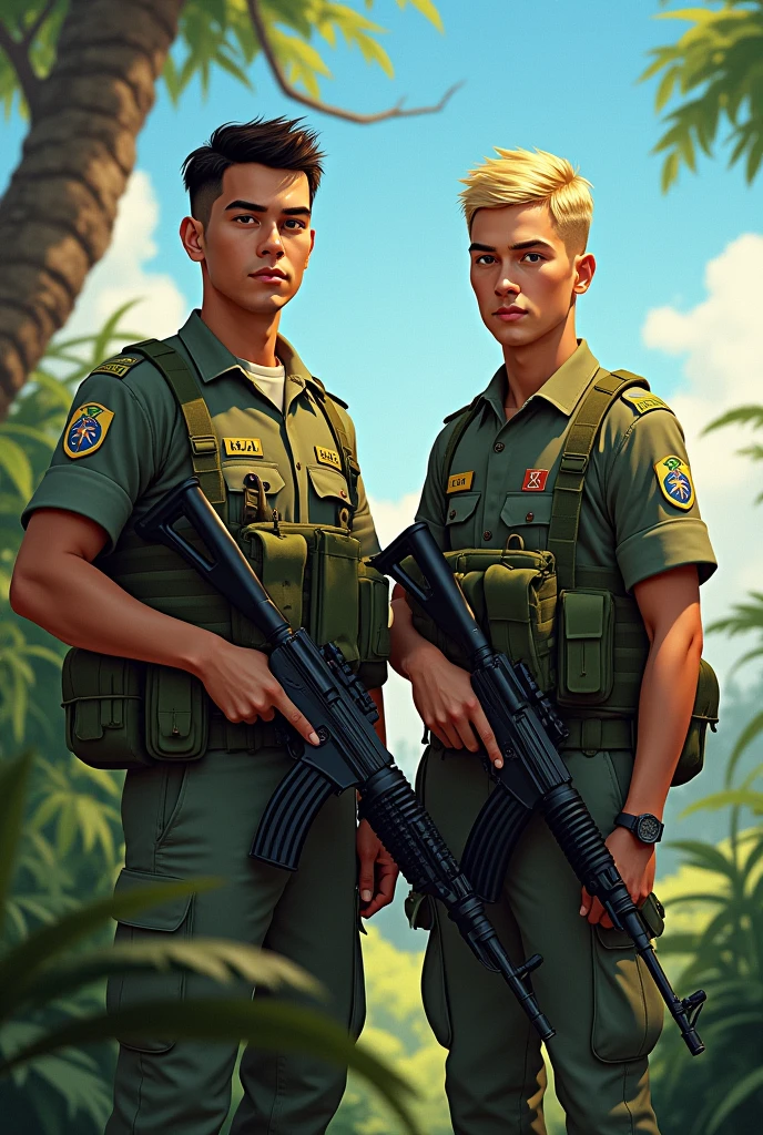Two Brazilian soldiers, one of them blond