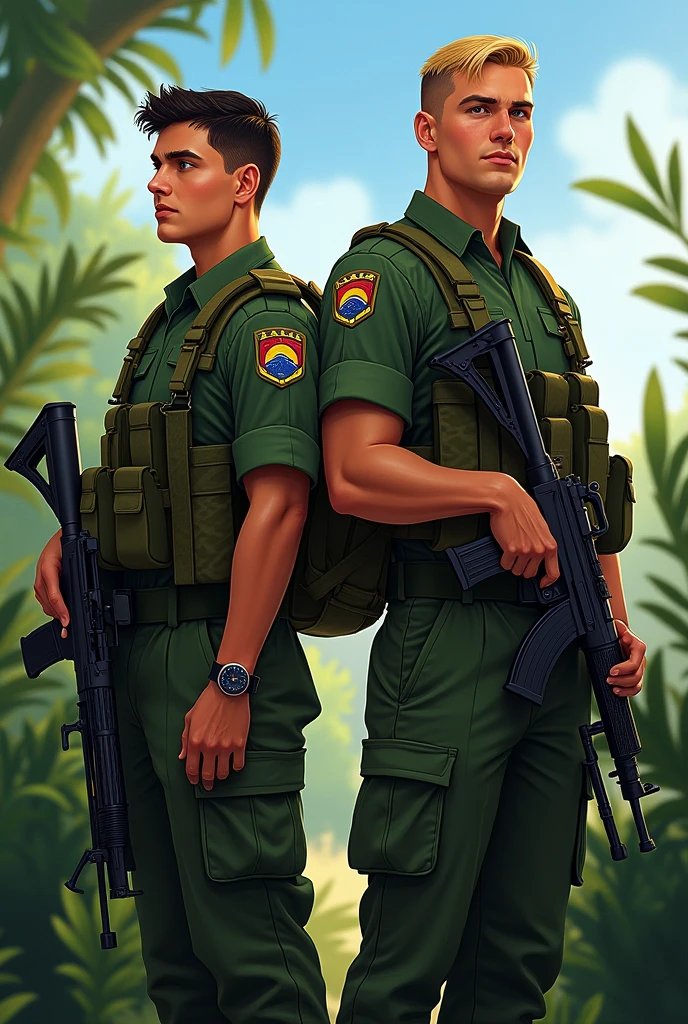Two Brazilian soldiers, one of them blond 