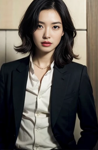 smash boy cheek at woman's hand, (1 boy and 1 woman is existence) , front view, 1 girl, mature female, solo ,beautiful face, angry face , Japanese girl , 1 boy is Chinese cutey boy, 20 age-old, (black hair, morning suit, suit fission ) , (masterpiece, Highest quality, masterpiece, God-like quality, Godly art, Very realistic)