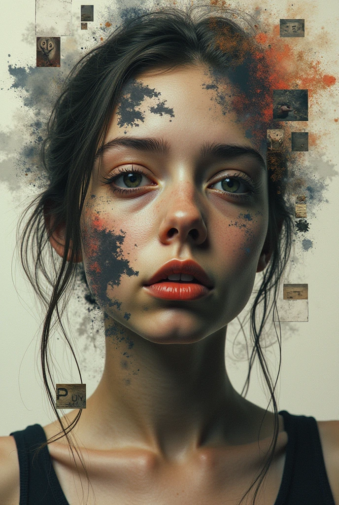In which superimposed images are used, a collage about eating disorders
