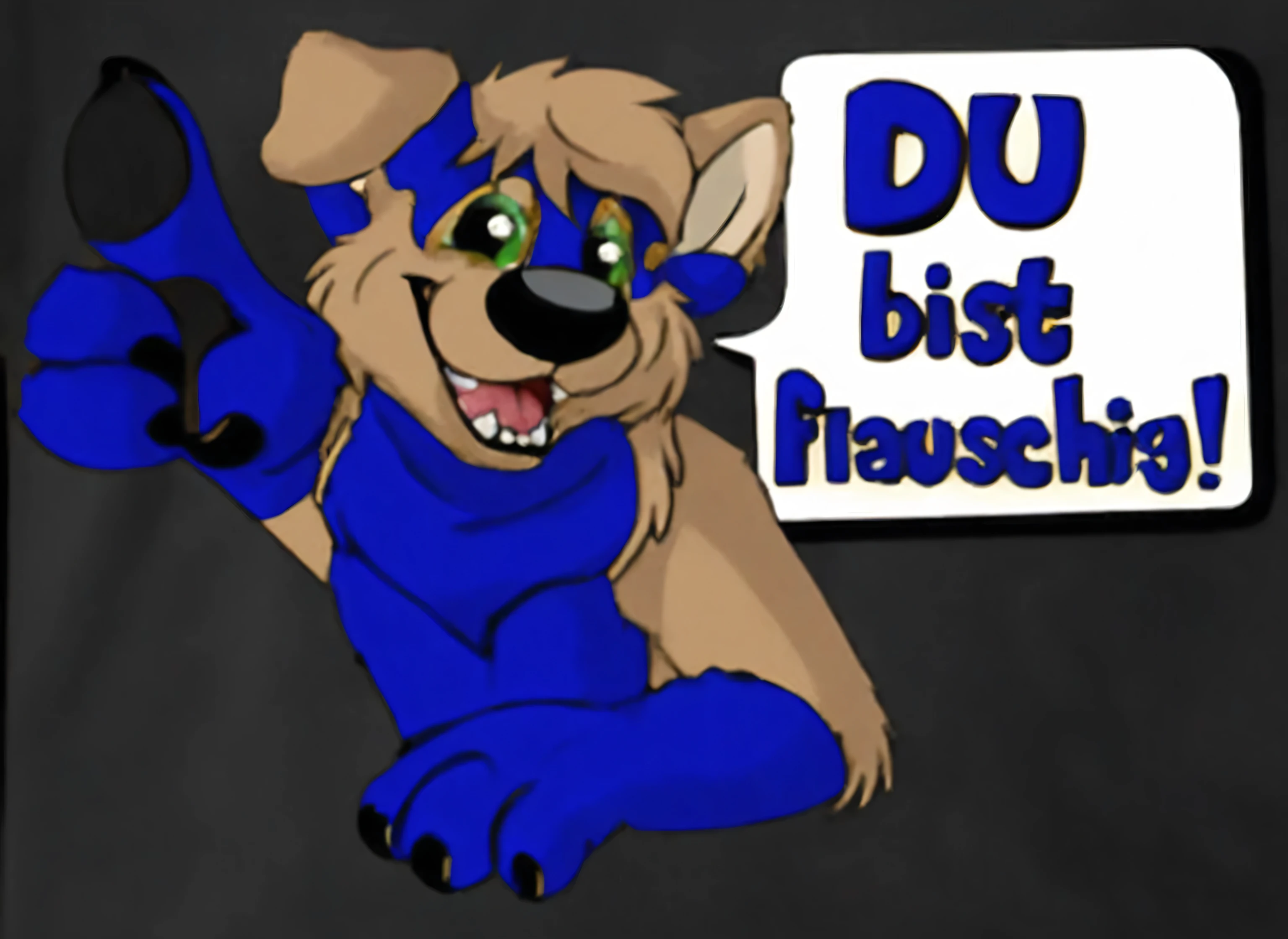 Cartoon dog with a sign, on the "From the List Haussie" is standing, fursona!!!!, pelzige Fursona, Twitch-Streamer / gamer ludwig, fursona art, fursona, this_dts, fursona furry art commission, Furry-Fandom, Fursuit, Fursona commission, Fursuit!!!!, fluffy!!!, wolf fursona, furry art!!!, inspired by Bernd Fasching, plushie