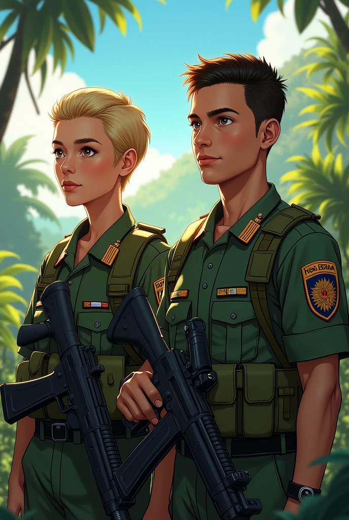 Two Brazilian soldiers, one of them blond