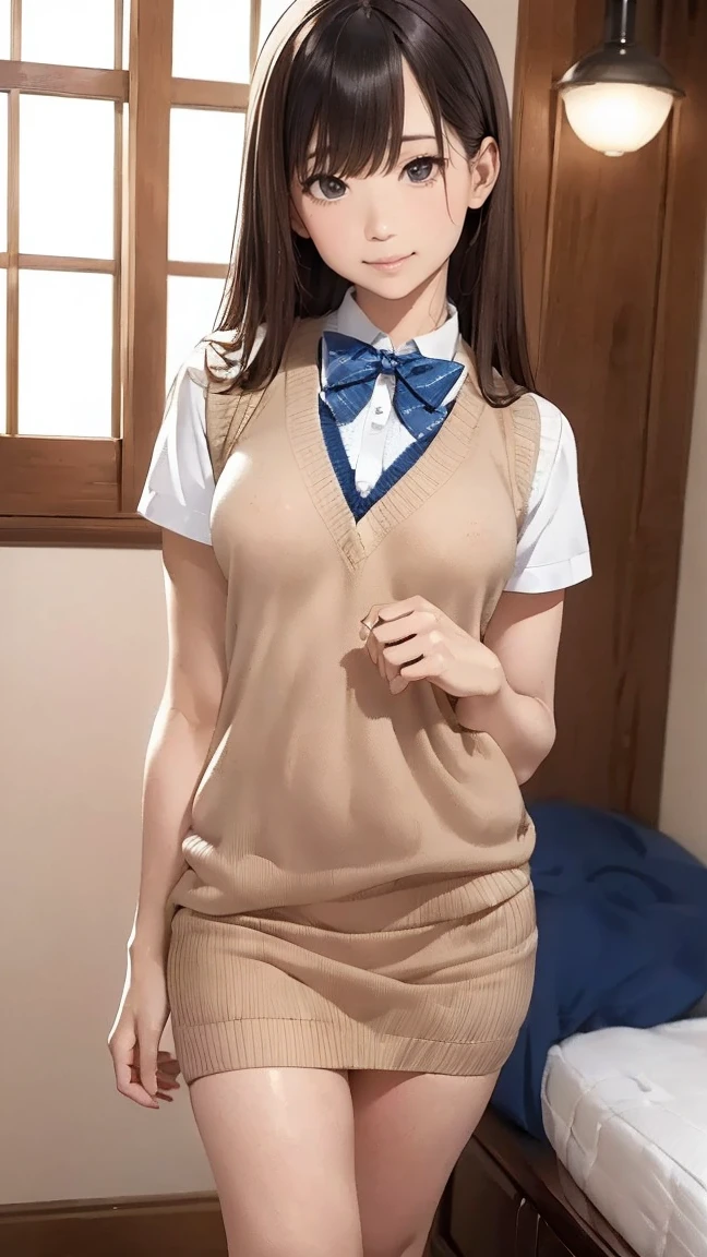 (masterpiece:1.2, Highest quality), (Realistic, Photorealistic:1.4), Beautiful illustrations, (Natural Side Lighting, Cinema Lighting), Written boundary depth, Looking at the audience, Front view, 1 person, English, high school girl, 20-year-old, Perfect Face, Symmetrical cute face, Glowing Skin, Spread your legs, (ボブヘア:1.7, ブロンド), Asymmetrical bangs, Big eyes, Droopy eyes, long eyelashes chest), thin, Beautiful Hair, Beautiful Face, Beautiful and beautiful eyes, Beautiful clavicle, Beautiful body, Beautiful thighs, Beautiful legs, Beautiful fingers, ((High quality fabric, Brown knitted vest, Short sleeve white collar shirt, ネイビーのプリーツスカート, Navy bow tie)), (Beautiful views), evening, (Inside the flower shop), Are standing, (smile, wonderful, Open your mouth), (((スカートめくり, ズボンがない, Genitals are visible))), Full Body Shot, Dark blue socks, Sexy Face,