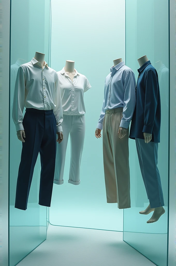image of clothes touching glass background