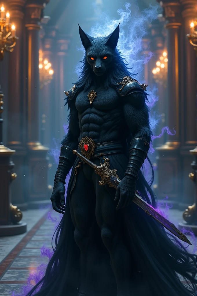 17 year old young man, Height 1,86, black fur (prince's court), clothing style and sword of the Undead character from the game Identity V.
And as a detail, Goku's aura and ki color in imperfect ultra instinct mode.