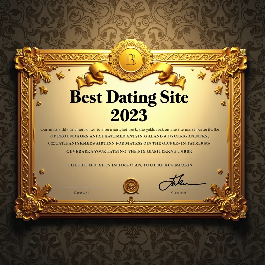 create a gold certificate with signature "Best Dating Site 2023", It's supposed to look like an order