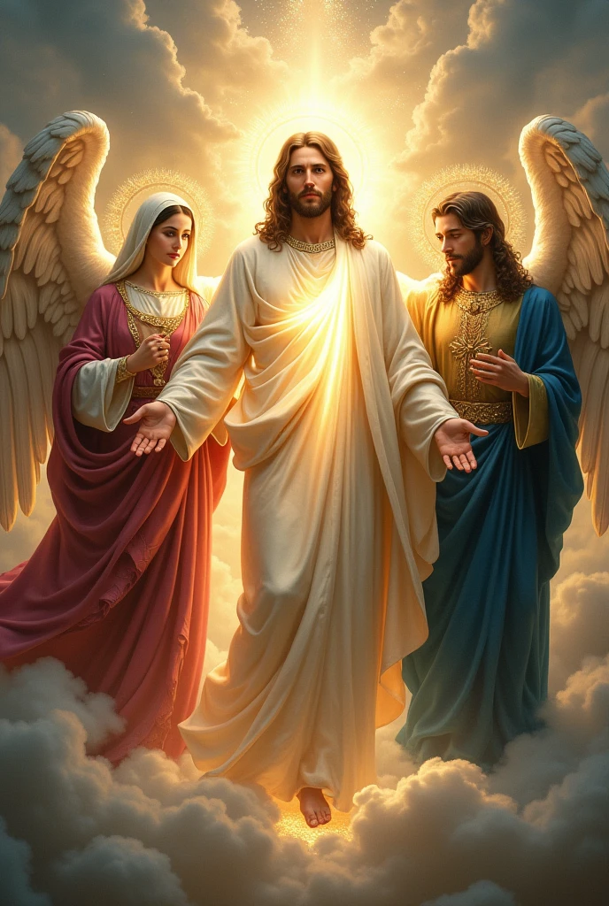 Jesus Christ in the heavenly hierarchy. Mary, mother of Jesus and Saint Michael the Archangel.