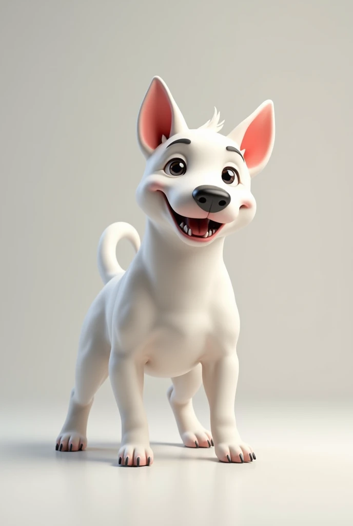 a white bullterrier dog, cute, friendly, adorable, playful, (best quality,4k,8k,highres,masterpiece:1.2),ultra-detailed,(realistic,photorealistic,photo-realistic:1.37),HDR,UHD,studio lighting,ultra-fine details,sharp focus,physically-based rendering,professional,vivid colors,shallow depth of field