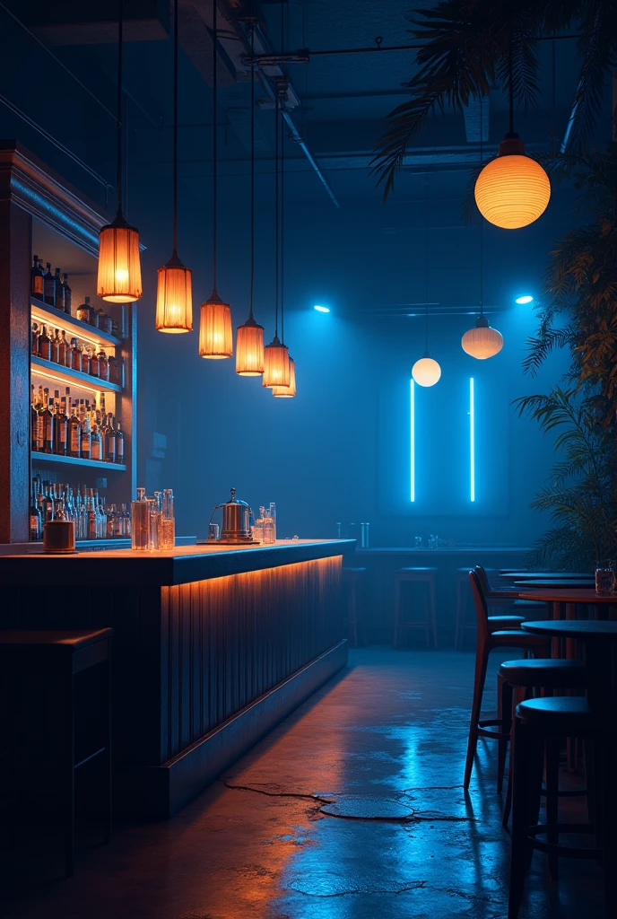 QUIET BAR, Anoite, BEAUTIFUL LIGHTS, BLUE AND YELLOW LIGHTS, sharp contrast, SERENE BAR, PAZ Anoite