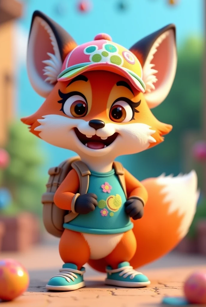 Crie uma raposa no estilo Disney Pixar 3D chamada Playful Paws Fox. She should exude a cheerful personality, adventurous and creative, perfect for a section dedicated to the public .
colors: Vibrant shades of orange and white, with blue details, green and yellow for a cheerful and energetic look.
Accessories:
colorful hat: A fun and colorful hat, like a cap or beret with cheerful patterns.
badass clothing: A t-shirt with fun prints, como estrelas, animals or characters from children's stories.
toys: Holding toys like a colorful ball, a kites (smoking pipe) or a toy cube.
detalhes extras: You can have a small backpack on your back or a pair of sports shoes..
Expressions: Wide smile and big, bright eyes, with a curious and enthusiastic expression that conveys a sense of adventure and fun.
Activities and Poses:
exploring: playing with toys (como uma bola ou smoking pipe), jumping or running with energy.
creating: Showing creativity with building blocks or crafts, perhaps with a small activity table.
Fun Tips: Giving tips for fun and activities, pointing to a board with suggestions for games or crafts.
Interactivity on the Website:
Hover animations: Animated movements like jumping, racing, ou girar a smoking pipe no ar.
Friendly Messages: Colorful and encouraging messages with gaming tips, creative activities and events for children.