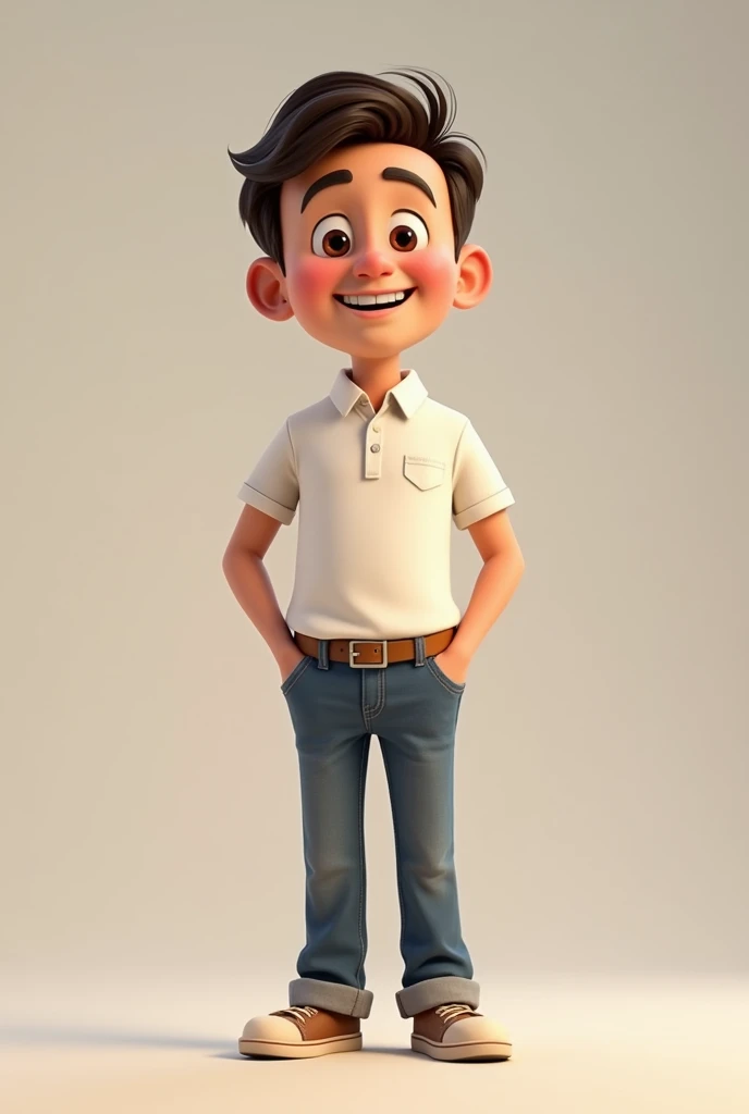 homen,polo shirt
,white
,standing,fully body,Pixar-style,high qualiy
