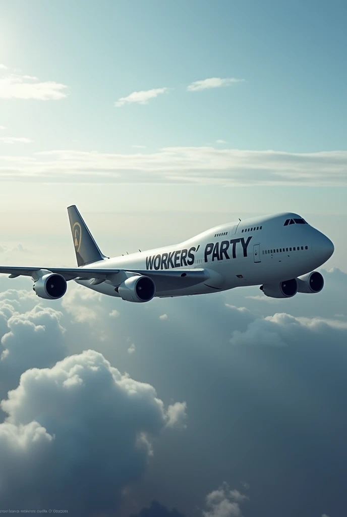 An airplane with “Workers’ Party” written on the side.