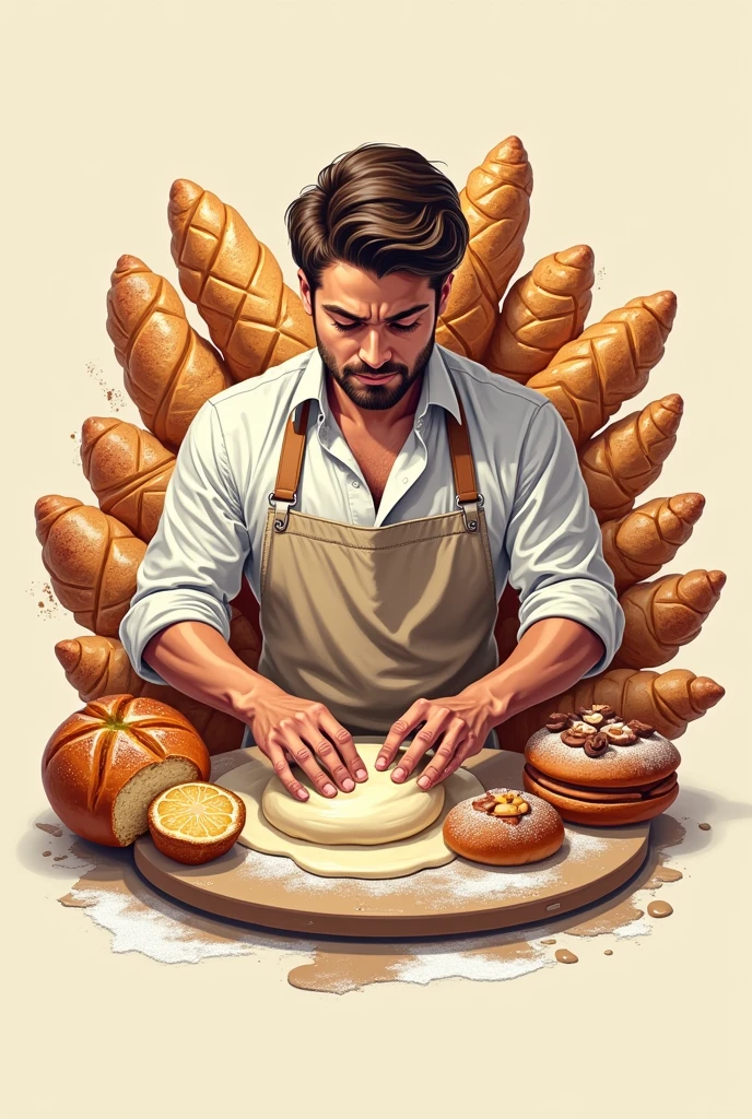 A very detailed logo for a bakery called Art in the Dough