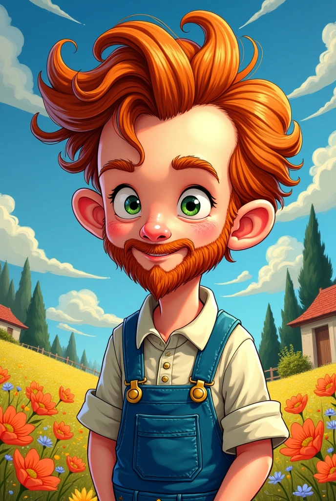 Manga style cartoon of Vincent Vangho as an adult , drawing for toddlers