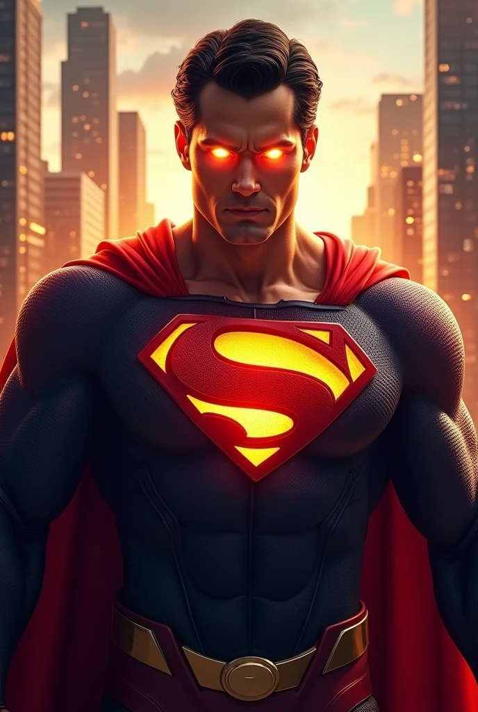 Super hero with the letter X written on its chest., with super bright golden eyes