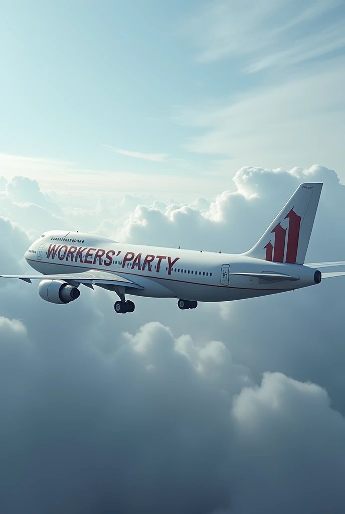 An airplane with “Workers’ Party” written on the side.