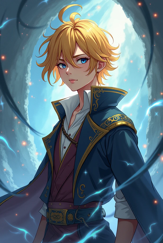 Young blonde anime male wizard