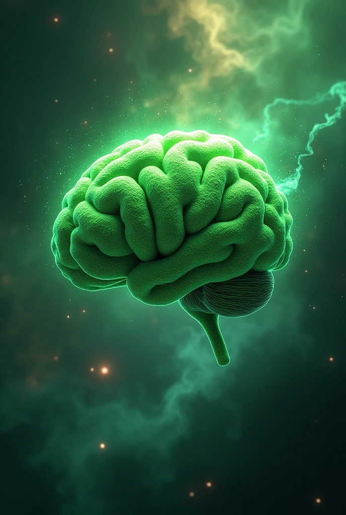 Crie uma imagem de um celebro🧠 verde
Com um fundo galático