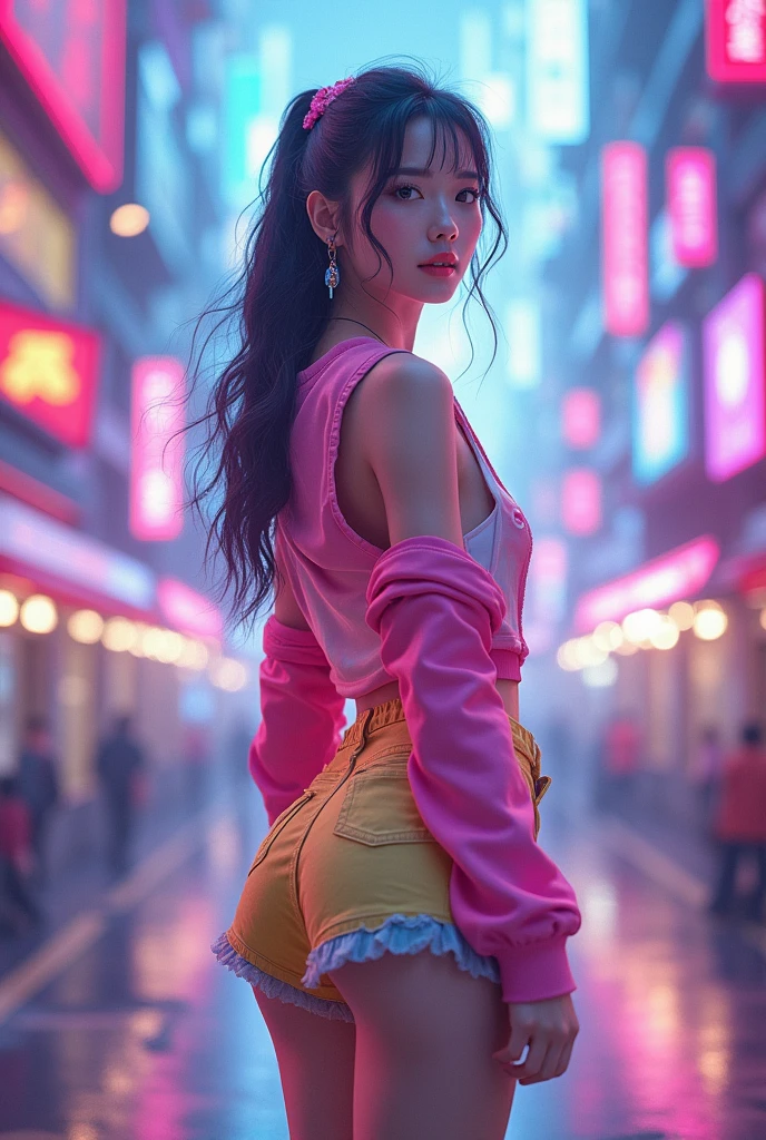 Cute female kpop idol in a gaming world