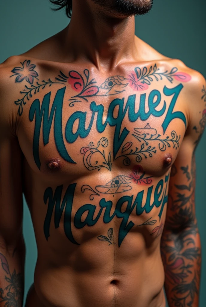 Several tattoos that say Marquez 