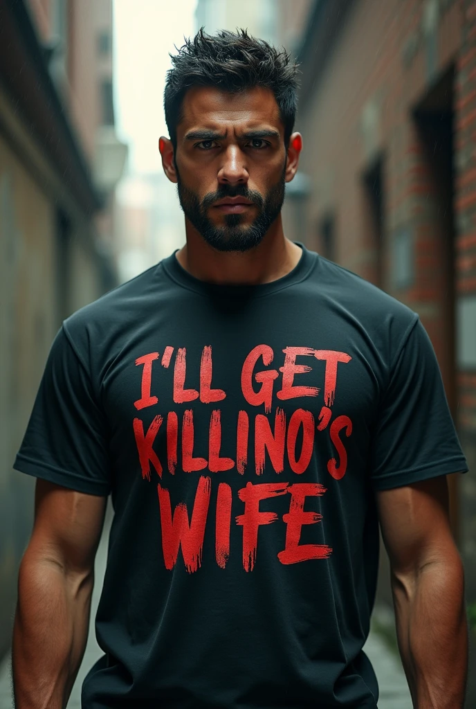 man with shirt saying I'll get ino's wife
