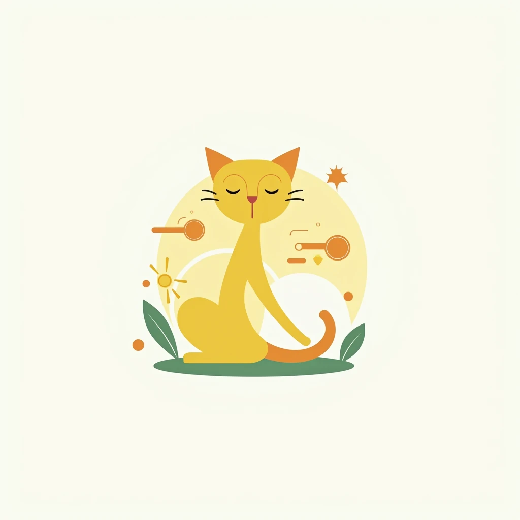 Create a modern and dynamic logo for 'Morning Mobility,' a community focused on enhancing personal flexibility and well-being. Incorporate a stylized cat stretching to symbolize grace and flexibility, integrating elements of movement like flowing lines. Harmonize this with community symbols such as interconnected shapes or circles. Use a color palette that reflects morning energy and vitality, like vibrant yellows and fresh greens. The logo should be approachable yet inspiring, emphasizing growth and connection within a community setting. Include a clean, modern font that underscores the brand's commitment to innovation and inclusivity, creating a cohesive and inviting brand identity.