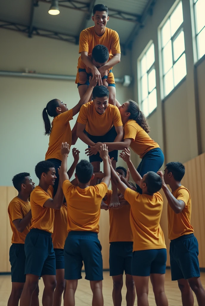 Realistic human pyramids for over 20 students, easy and safe